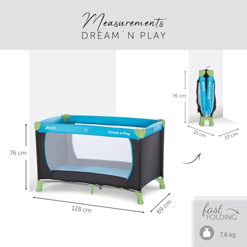 Hauck Dream N Play lettino da viaggio Waterblue 120 x 60 cm