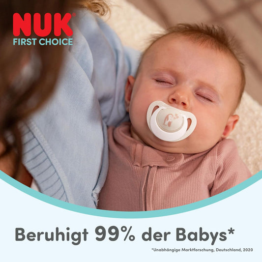 NUK First Choice smoczek uspokajający silikonowy x2 0-6m, uspokaja 99% niemowląt, wzór Małpka