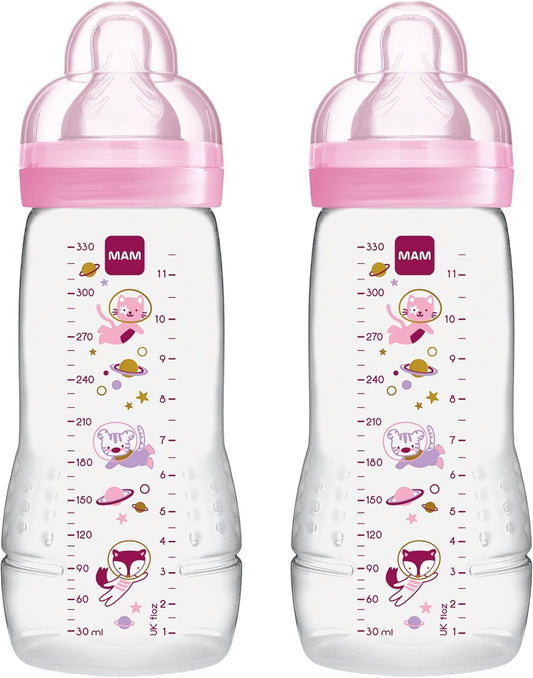MAM Easy Active zestaw butelek 330 ml 4 m+ smoczek 2 KOSMOS – nowy – zdjęcie 1