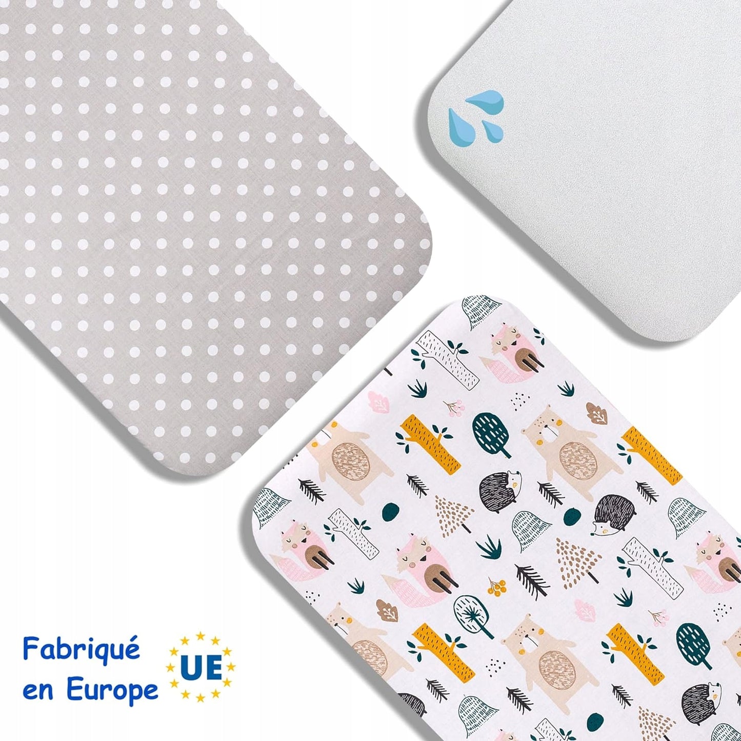LOVELY HIPPO prześcieradło z gumką x2 + mata wodoodporna Next2Me 83X50 – zdjęcie produktu 2