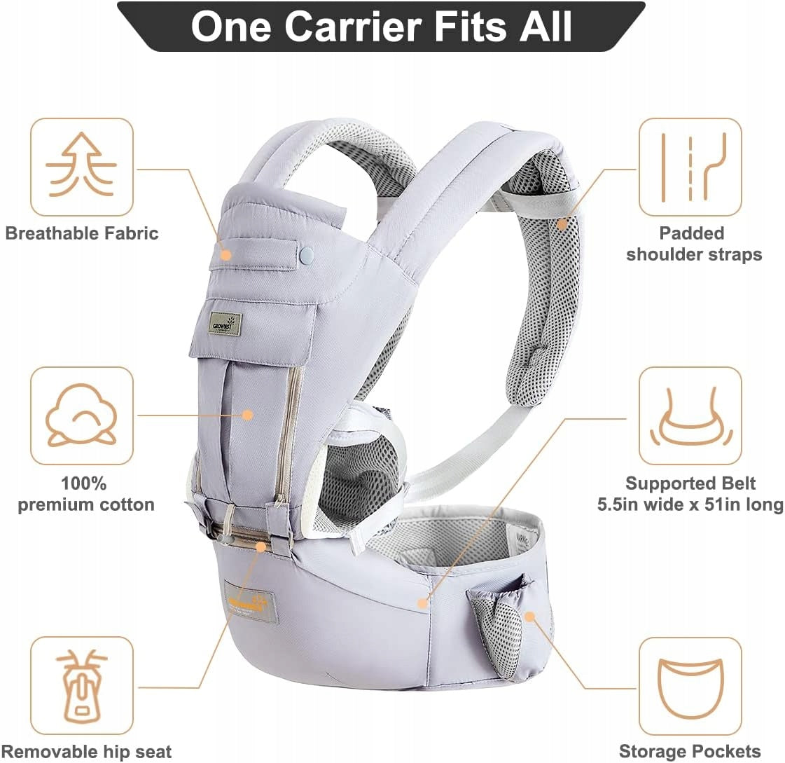 GROWNSY Babytrage Ergonomisch mit Hüftsitz 6-in-1