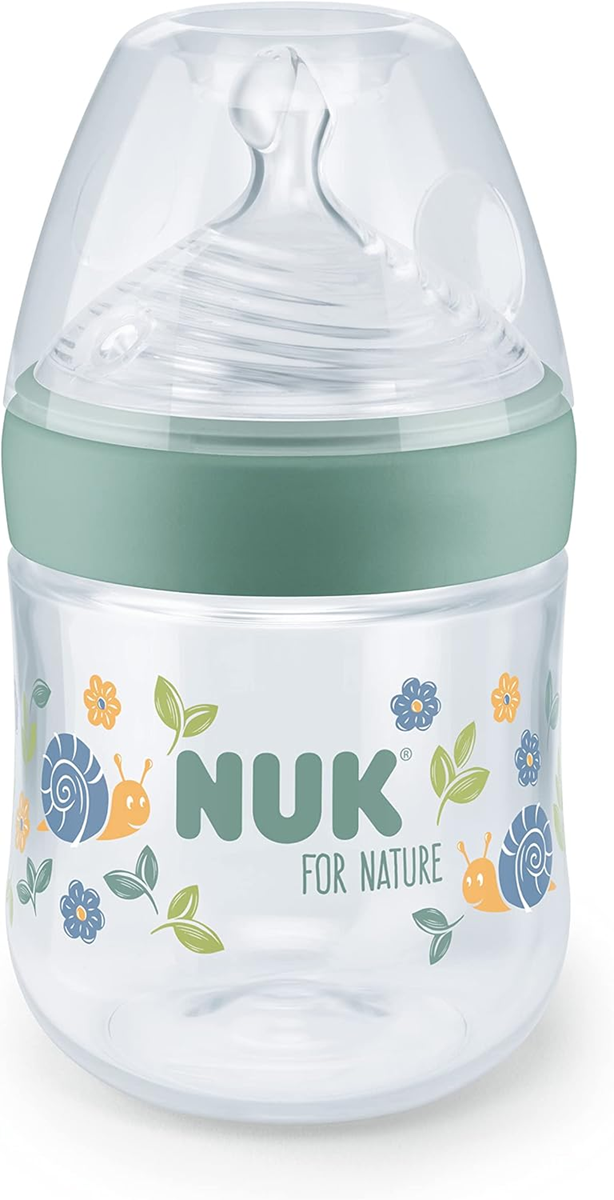 NUK For Nature lahev 150 ml 1 m+ dudlík S pomalý průtok kontrola teploty