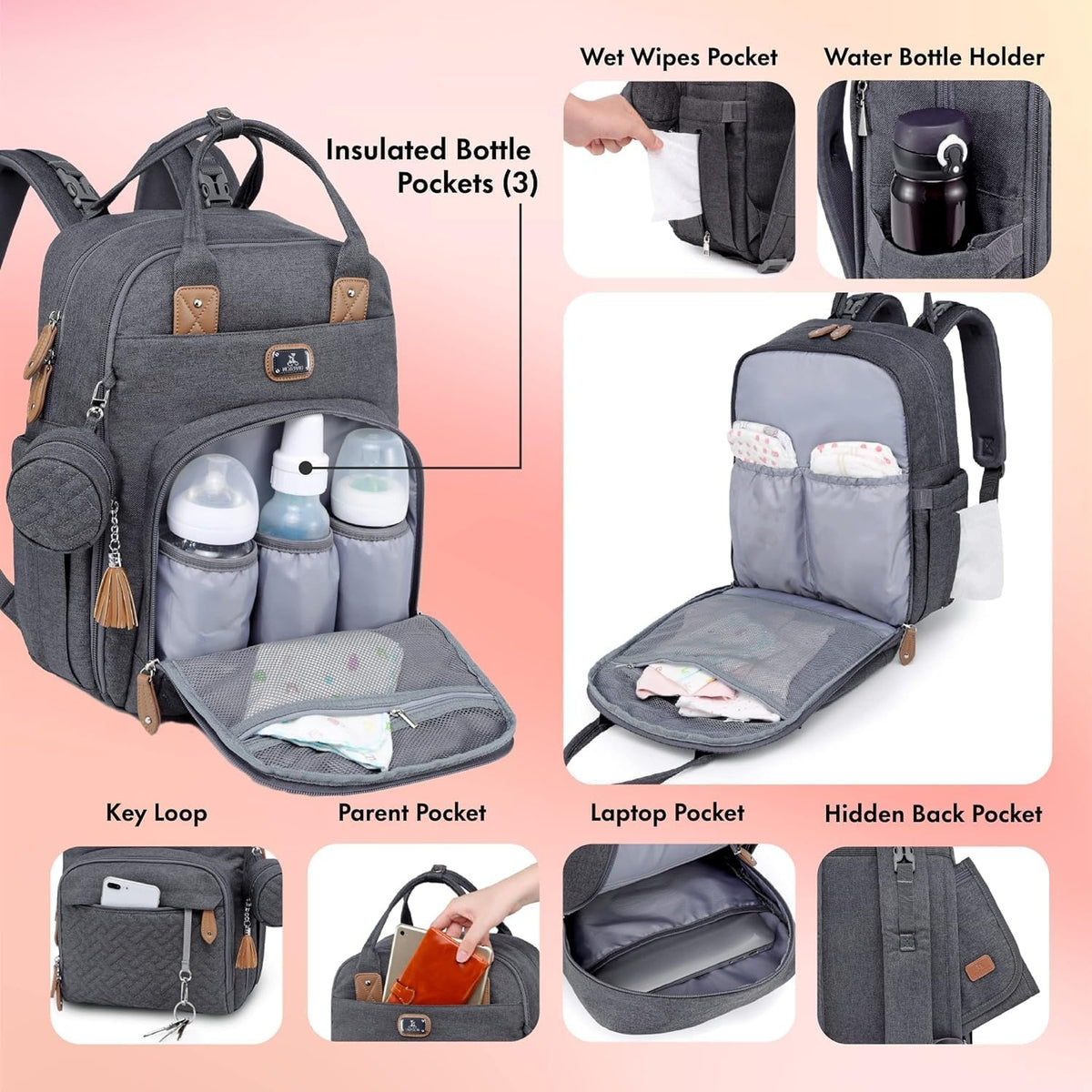 DIKASLON diaper bag backpack with changing pad