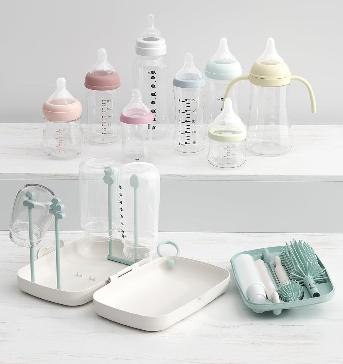 MOMCOZY 7 in 1 set da viaggio per pulire biberon, tettarelle e cannucce + custodia