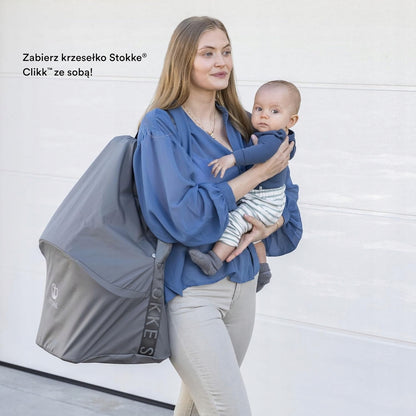 STOKKE CLIKK torba na krzesełko do karmienia, szara, do podróży z wygodnym uchwytem