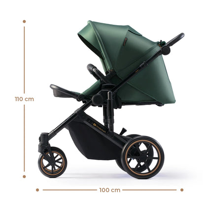 KINDERKRAFT PRIME2 PRO 3w1 wózek wielofunkcyjny do 22kg + fotelik MINK PRO – DARK GREEN – zdjęcie 4
