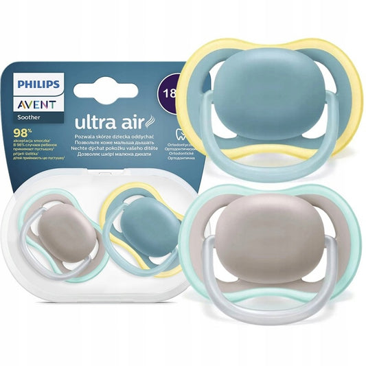 PHILIPS AVENT Ultra Air smoczki x 2 18msc+ uspokajające, BPA-free, z etui, modny design