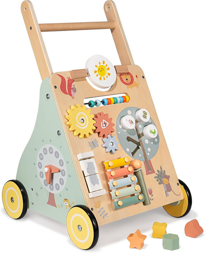 HENGBO houten multifunctionele duwwagen op rubberen wielen 37 x 56 cm 0+