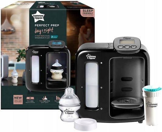 TOMMEE TIPPEE Perfect Prep EKSPRES Day&Night czarny podgrzewacz do mleka z akcesoriami i butelką