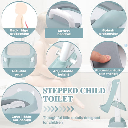 Adaptador de inodoro con escalones para niños