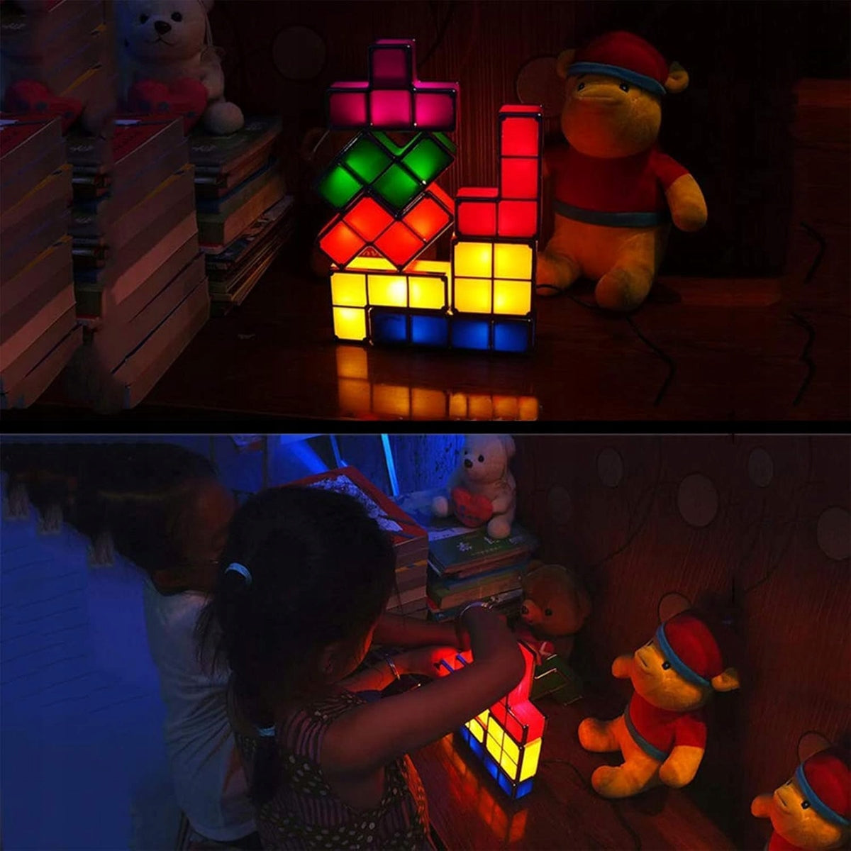 JUSTUP The Magic Block lámpara nocturna LED 7 elementos 7 colores TETRIS
