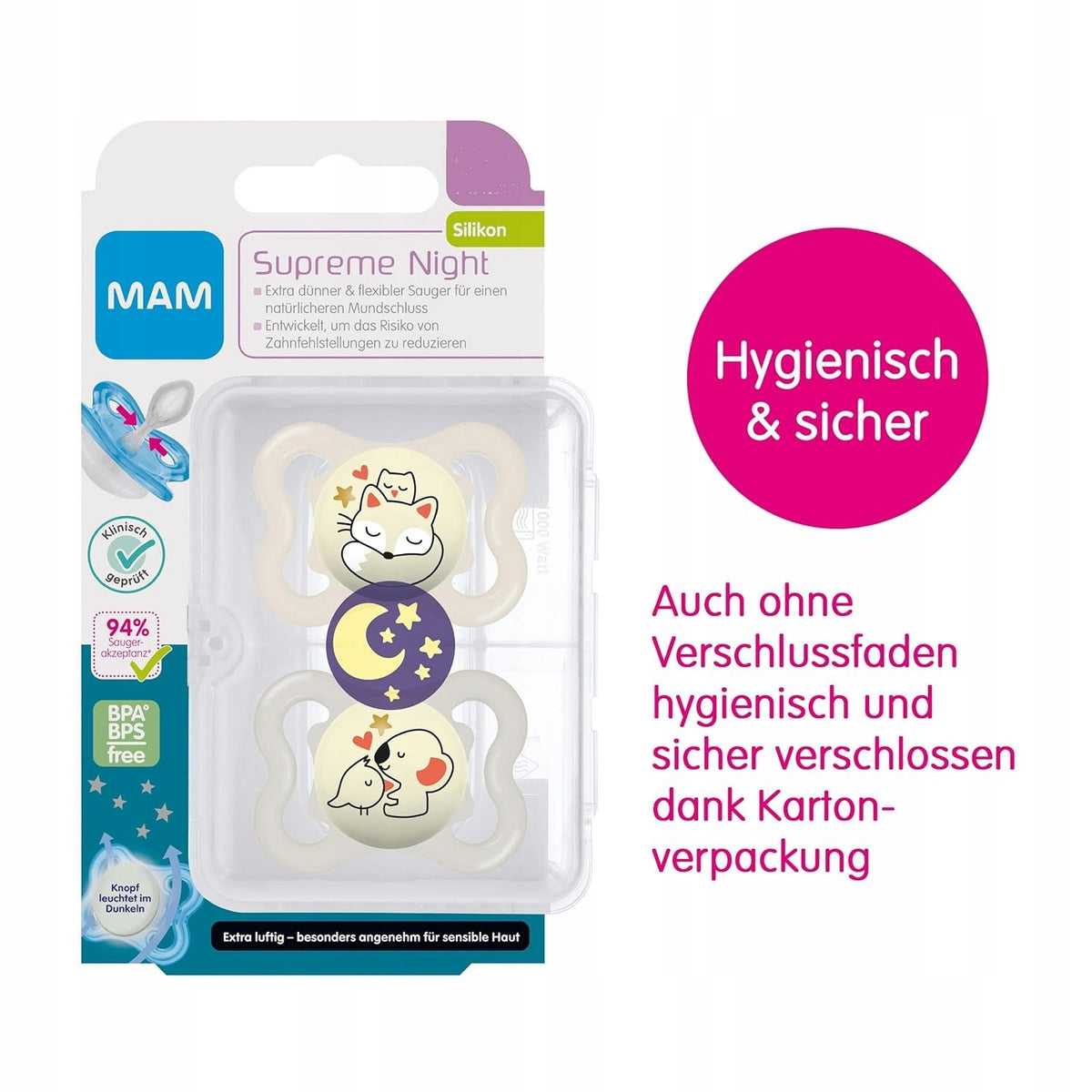 MAM Supreme Night silicone pacifier 0–6 months