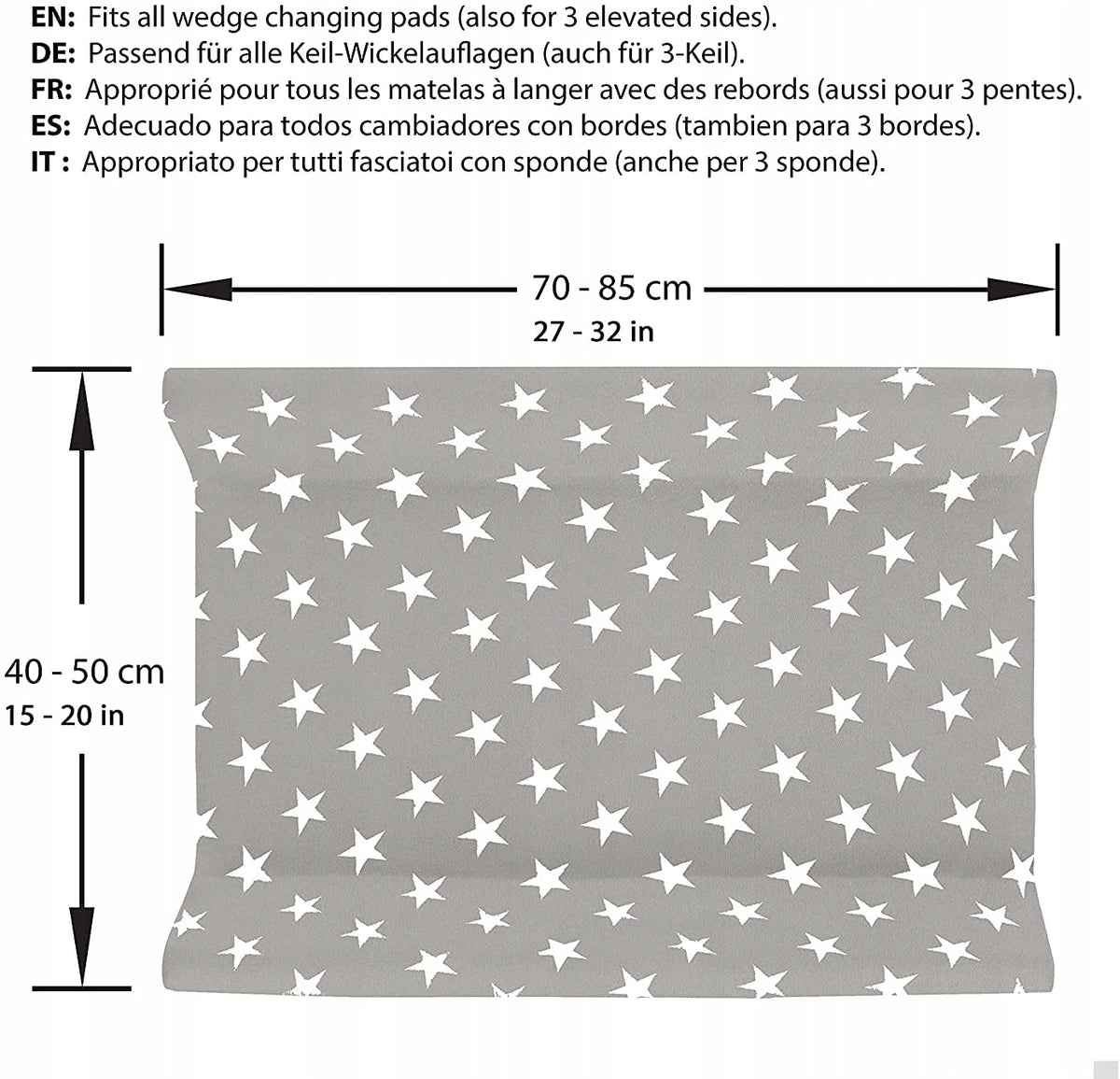 LILLY AND BEN 2x pokrowiec frotte na przewijak, szaro-biały, bawełna, 40-55 x 65-80 cm, nowe