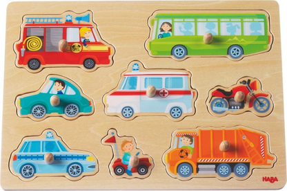HABA puzzle de madera encajable 8 piezas 21 x 30 cm VEHÍCULOS