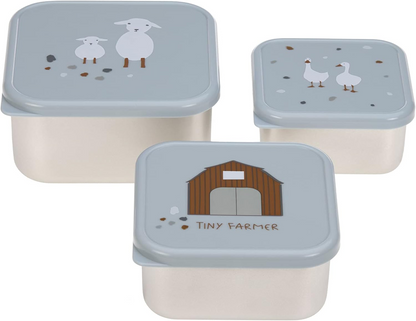 LASSIG Snackbox Edelstahl BROTZEITDOSEN x3