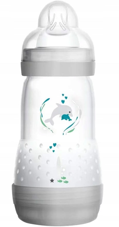MAM Easy Start butelka antykolkowa 260ml 2m+ z silikonowym smoczkiem, biała butelka antykolkowa dla niemowląt