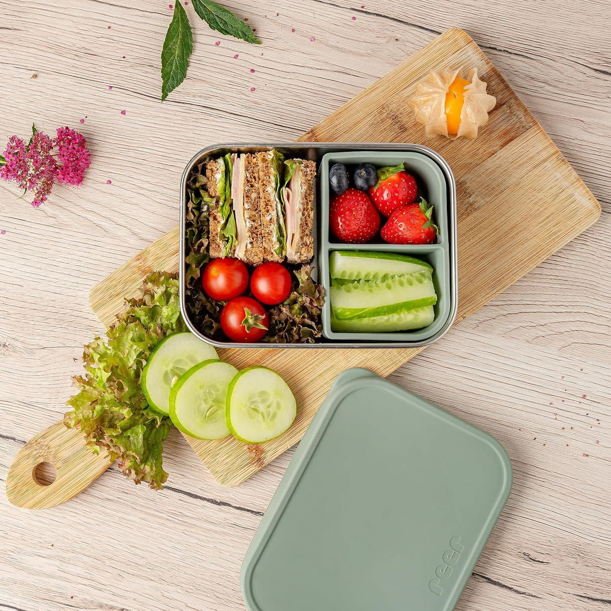 REER lunch box in acciaio inox con divisorio 700 ml 12x16 cm