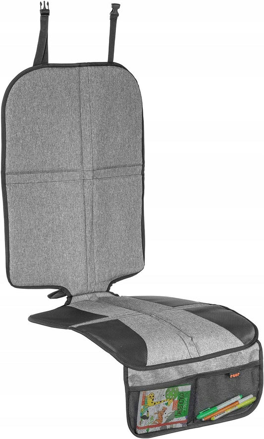 REER TravelKid MaxiProtect podkładka pod fotelik samochodowy, szaro-czarna ochrona kanapy z organizerem