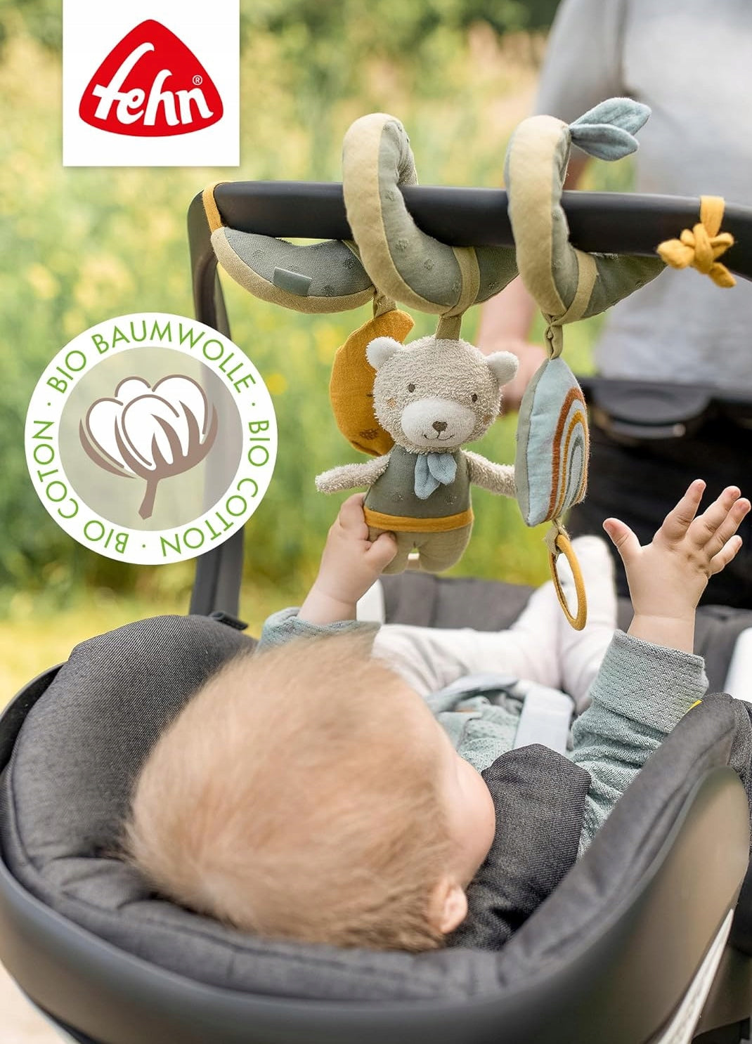 FEHN spirale pour poussette, lit bébé, siège auto OURS NATURE coton biologique