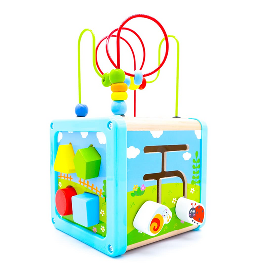 LOTTI & WILL Play Cube drewniana kostka wielofunkcyjna do zabawy 18 m+