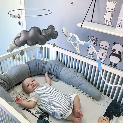 YIKANWEN elastyczny uchwyt do kamery niani elektronicznej 85 cm do łóżeczka, biało-błękitny, regulowany