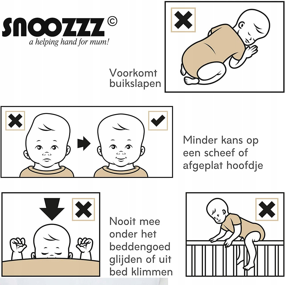 SNOOZZZ pozycjoner snu wspomaganie przy refluksie, zapobiega spaniu na brzuchu i bezpiecznemu snu dziecka