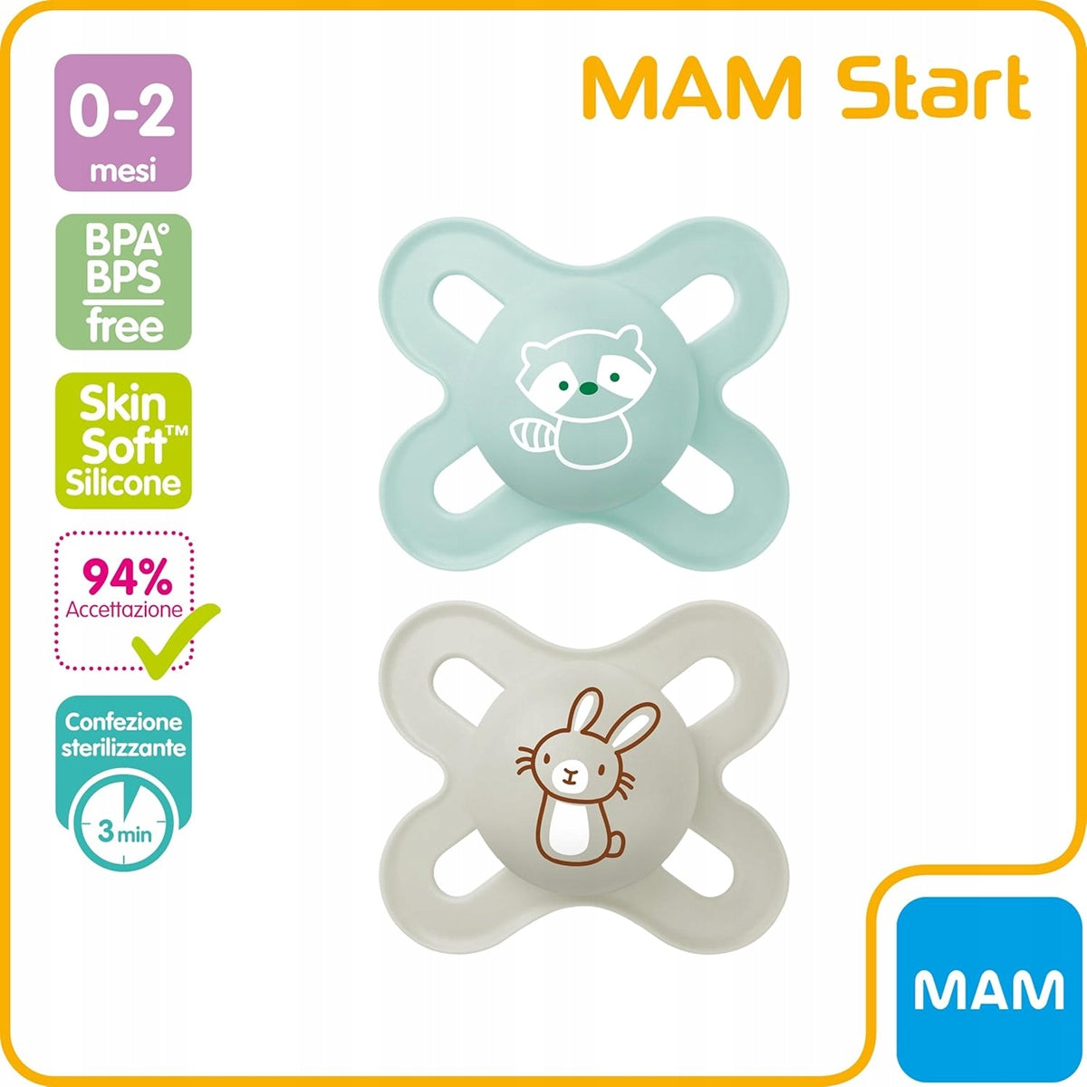 MAM START chupete calmante 0-2m con caja