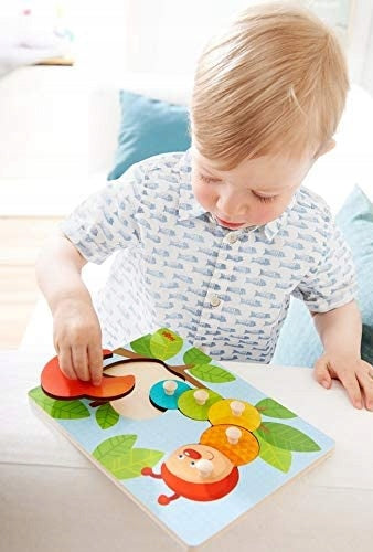 HABA Rups Mina puzzel met 6 stukjes vanaf 12 mnd houten