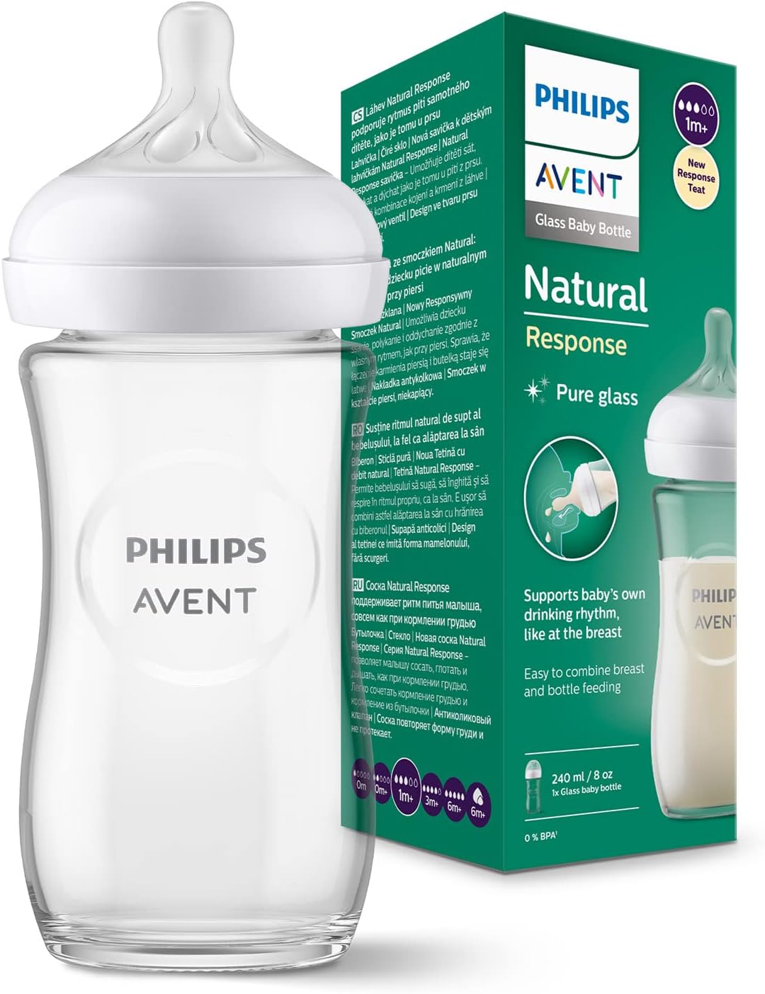 PHILIPS AVENT Natural RESPONSE fles 240 ml 1m+ GLAS