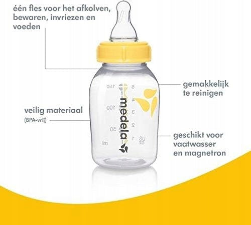 MEDELA butelka 150 ml + smoczek SLOW FLOW, żółta butelka BPA-free 0+ dla niemowląt