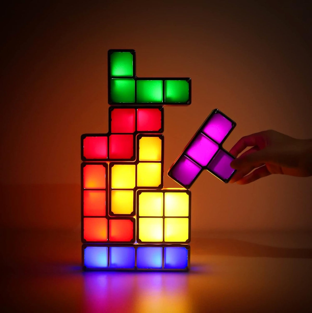 JUSTUP The Magic Block lámpara nocturna LED 7 elementos 7 colores TETRIS