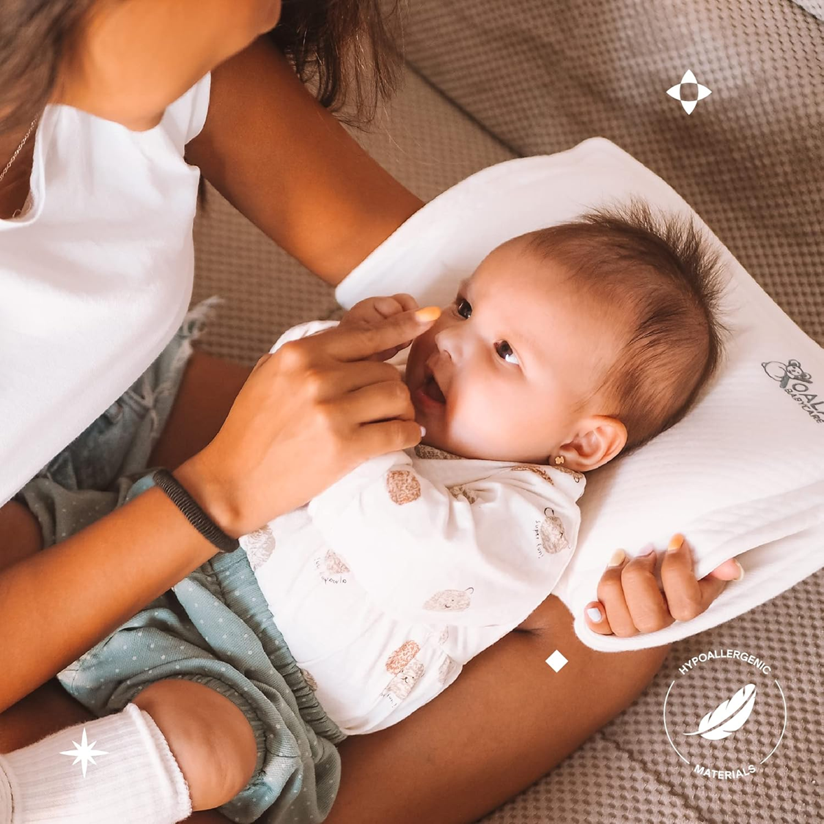 KOALA BABYCARE cuscino per neonati + federa PREVIENE la plagiocefalia