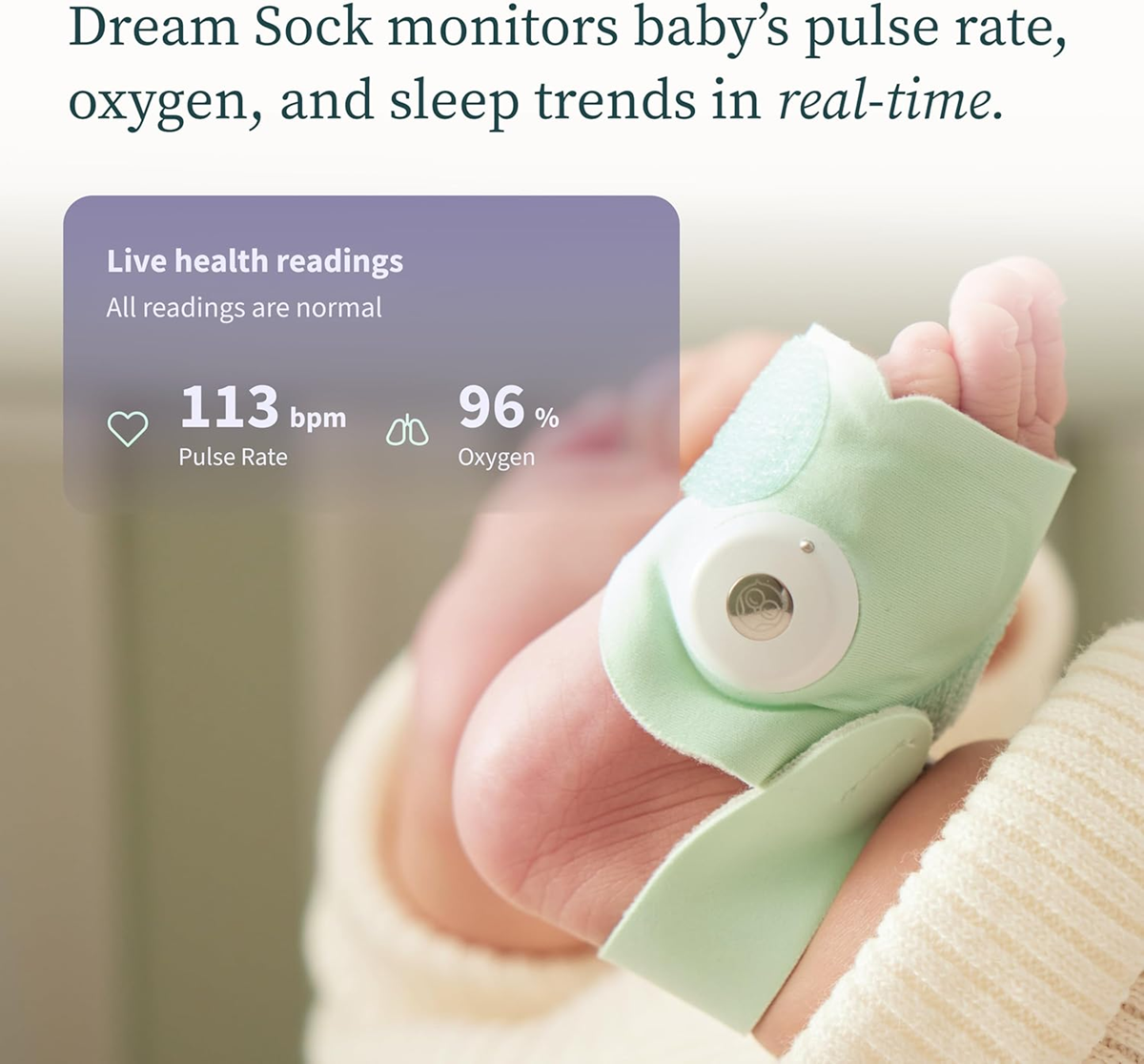 OWLET DREAM SOCK pulsoximetru 2în1 pentru bebeluși 0-18 luni