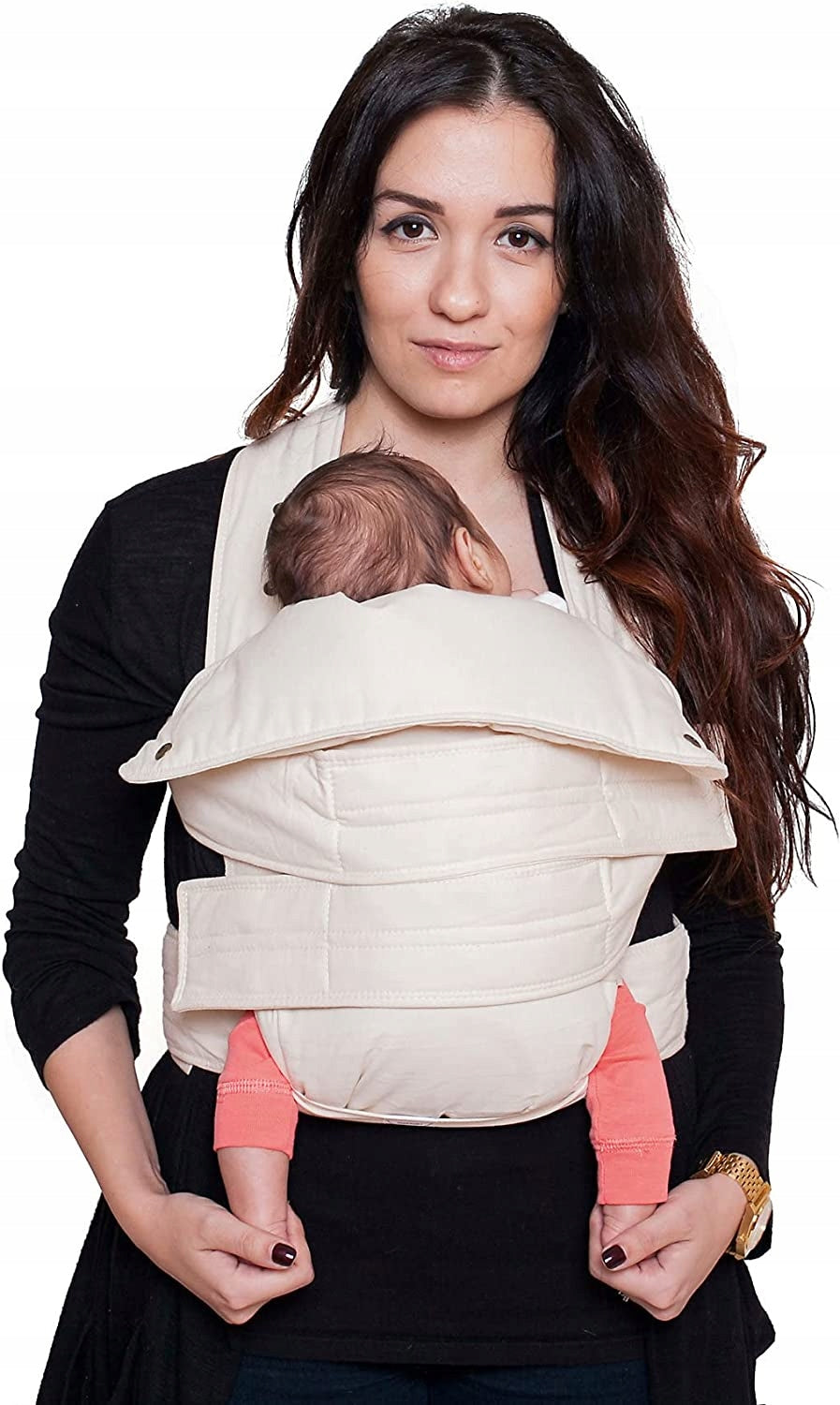MARSUPI 2.0 nosidełko ergonomiczne S/M 3,5 - 15 kg beżowe, miękkie nosidło dla niemowląt z podparciem główki