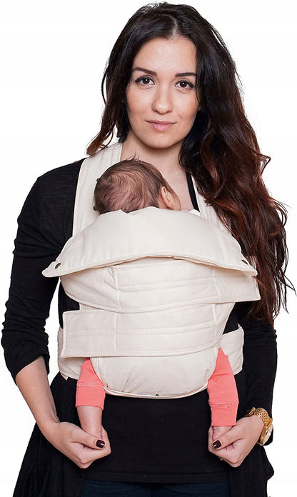 MARSUPI 2.0 nosidełko ergonomiczne S/M 3,5 - 15 kg beżowe, miękkie nosidło dla niemowląt z podparciem główki