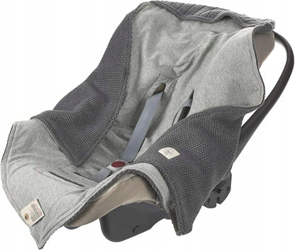 LASSIG manta tejida para portabebés con capucha GRIS