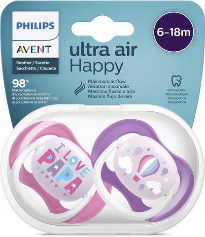 PHILIPS AVENT Ultra Air HAPPY dudlíky x 2 6-18 měsíců