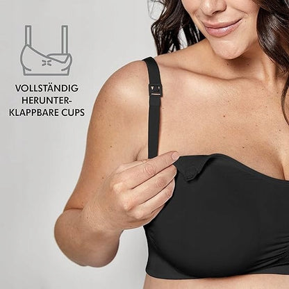MEDELA KEEP COOL ULTRA biustonosz do karmienia + wkładki L czarny, bezszwowy z opuszczanymi miseczkami