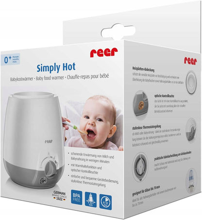 REER SIMPLY HOT podgrzewacz do butelek i słoiczków do bezpiecznego podgrzewania mleka i jedzenia dla niemowląt