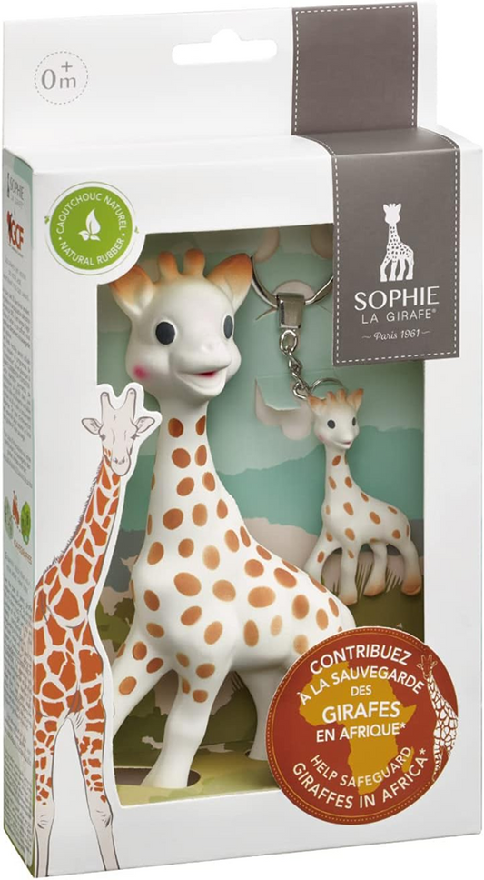 ŻYRAFA SOPHIE gryzak naturalny SO PURE 18CM + brelok