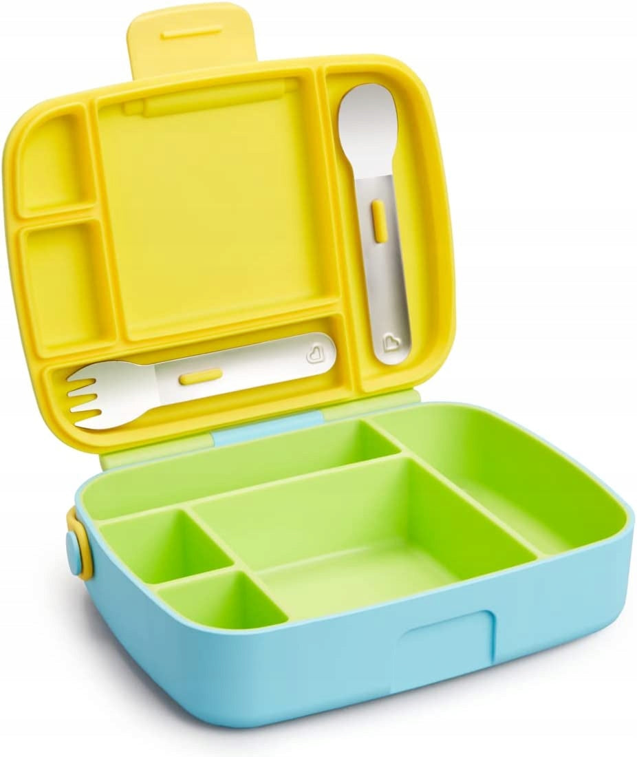 MUNCHKIN Bento Box Caja de Almuerzo con Cubiertos, 5 compartimentos