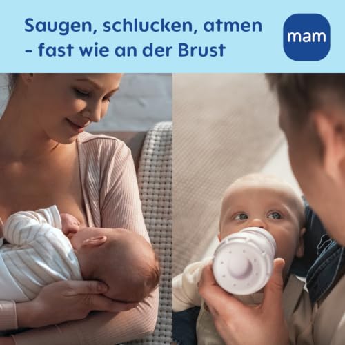 MAM Easy Start butelki antykolkowe 0+ 160ml x2 – butelka dla niemowląt z systemem antykolkowym i miękkim smoczkiem SkinSoft