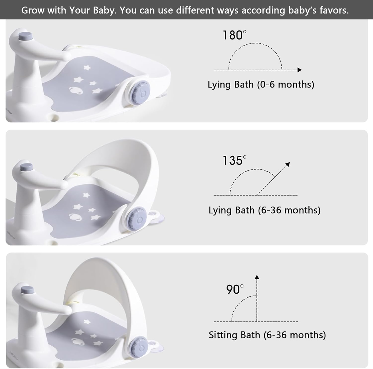 BEBAMOUR ASIENTO silla de baño para bebés 6m+ con volante