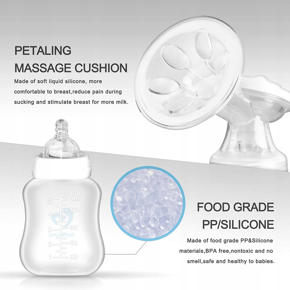 BELLABABY podwójny laktator elektryczny z silikonową nakładką masującą, butelką i materiałami BPA free