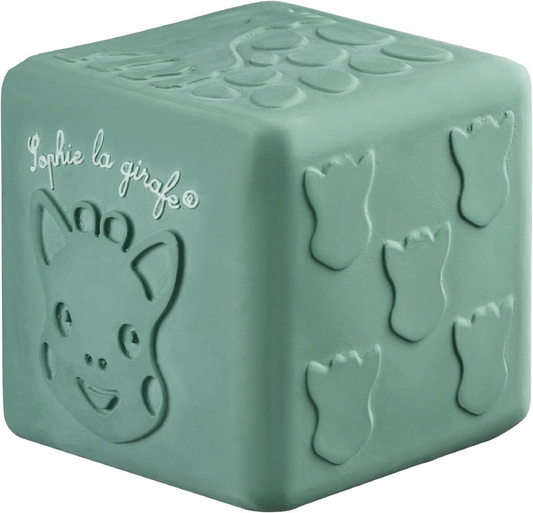 VULLI Cube kauczukowa kostka z teksturami do zabawy 7,3 cm ŻYRAFA SOPHIE
