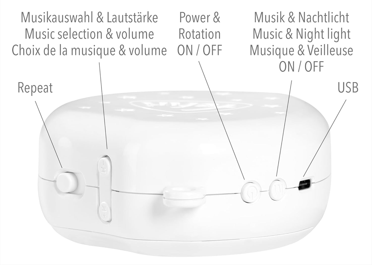 FEHN MP3 music box with star projector for mobile