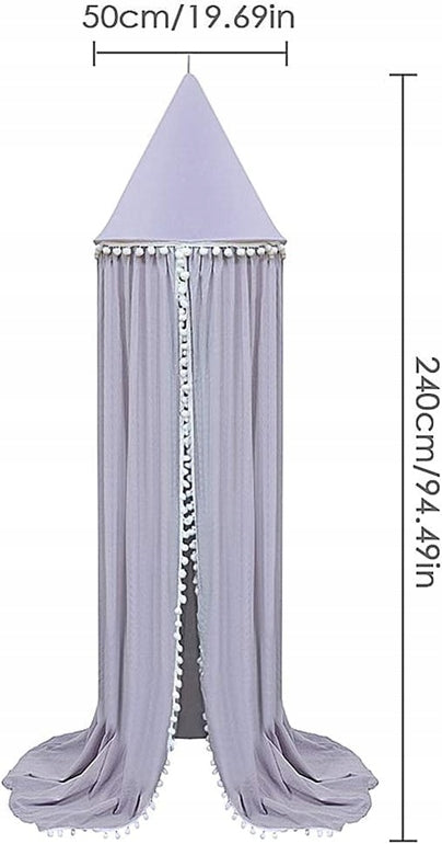 Baldacchino su supporto con pompon 240cm