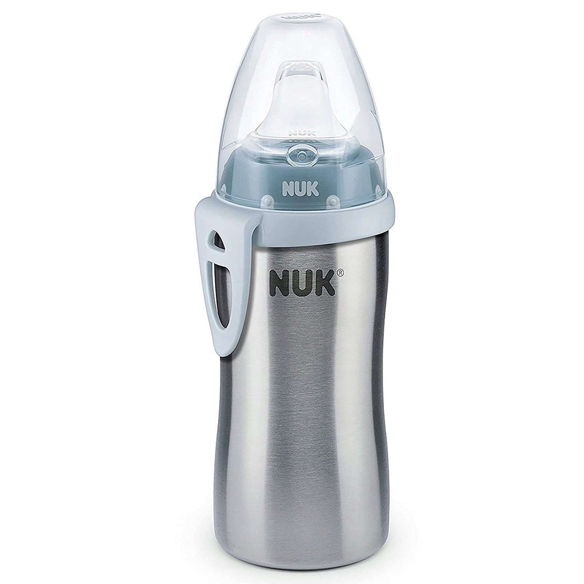 NUK Active Cup BUTELKA ZE STALI NIERDZEWNEJ 215 ml, pastelowy niebieski bidon dla dzieci 12m+