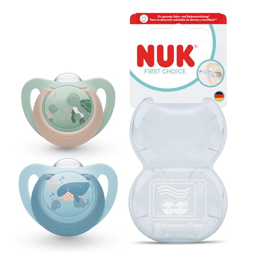 NUK First Choice smoczek uspokajający silikonowy x2 6-18m – Żółw/Wieloryb Użytkowanie: przed pierwszym podaniem oraz…