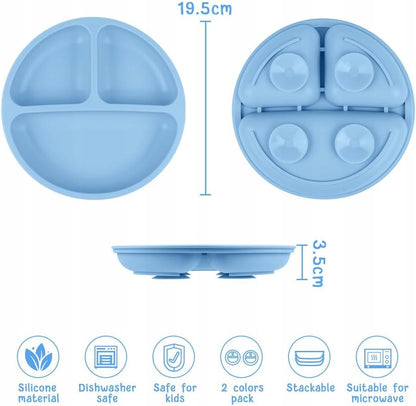 VICLOON plato dividido en 3 con ventosa x2 + cuchara x2 + tenedor x2